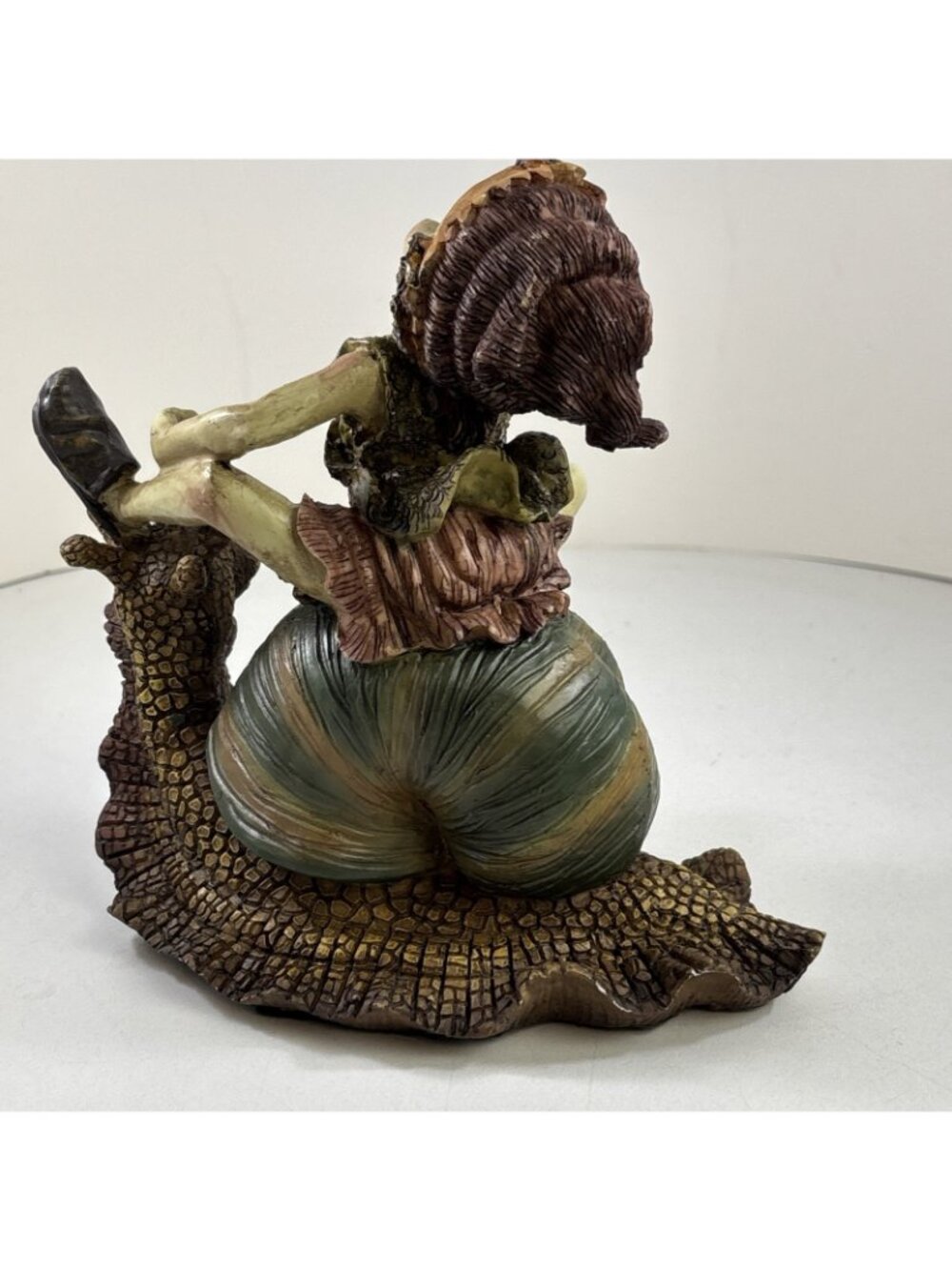 Fairy Garden Statue Resin 7” Pixie Elf Terrarium Gnome Imp Garden riding Snail - Picture 5 of 8
